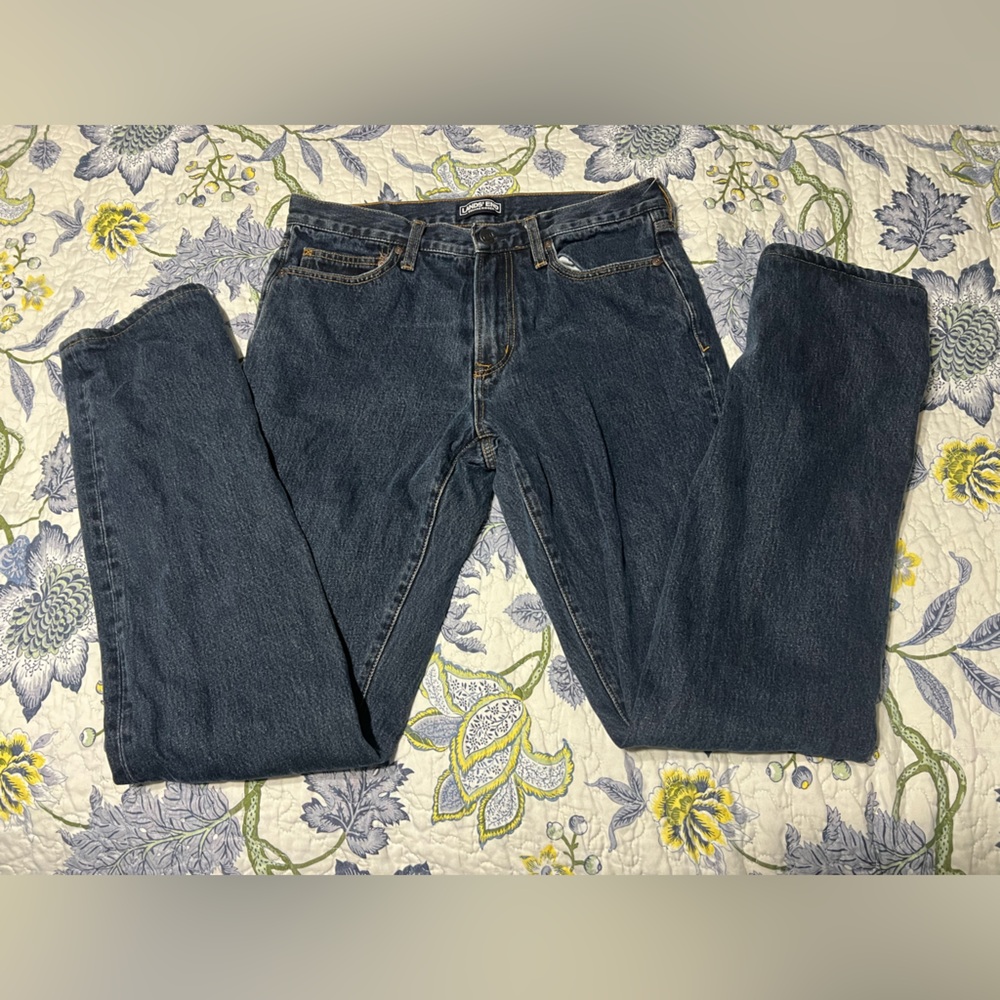 NWOT Lands' End Flannel lined Men's Straight Jeans - Dark Blue